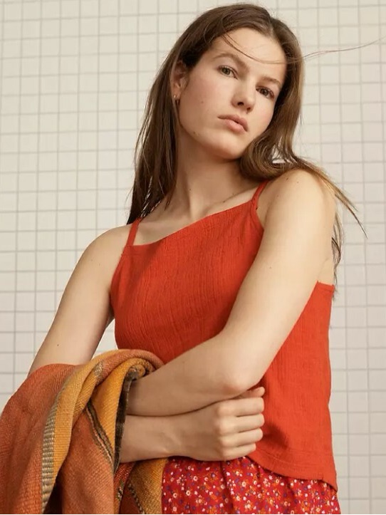 Madewell Bright Red Square-Neck Camisole